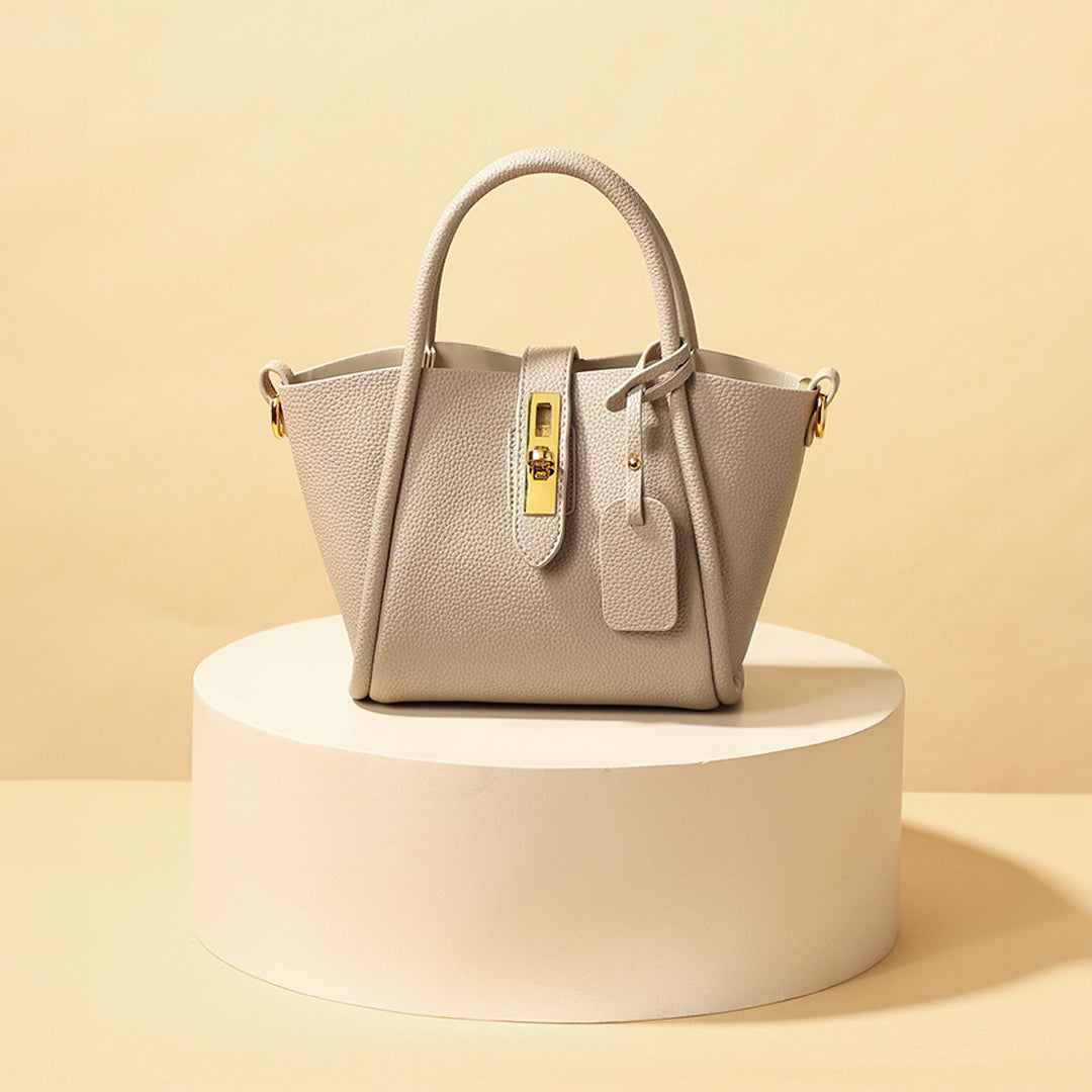 Averine – Dames Bucket Bag van Leer met Gouden Sluiting, Elegant & Tijdloos Design