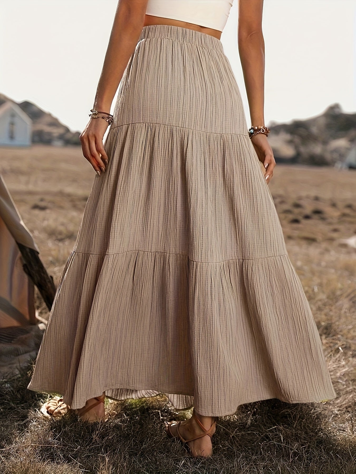 Bohemian dames maxi rok met volantlagen – luchtig en comfortabel