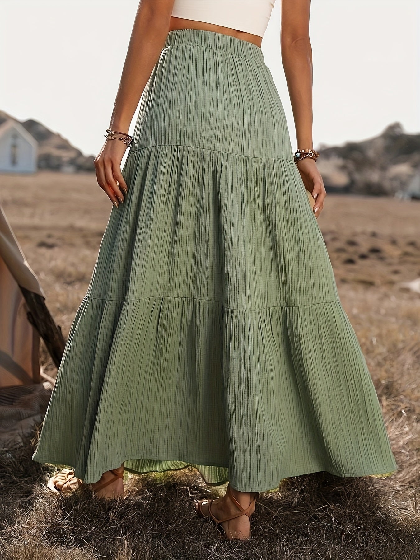 Bohemian dames maxi rok met volantlagen – luchtig en comfortabel