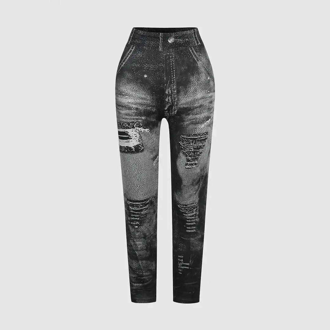 Elisora – Sportieve shaping legging met denimlook voor dames
