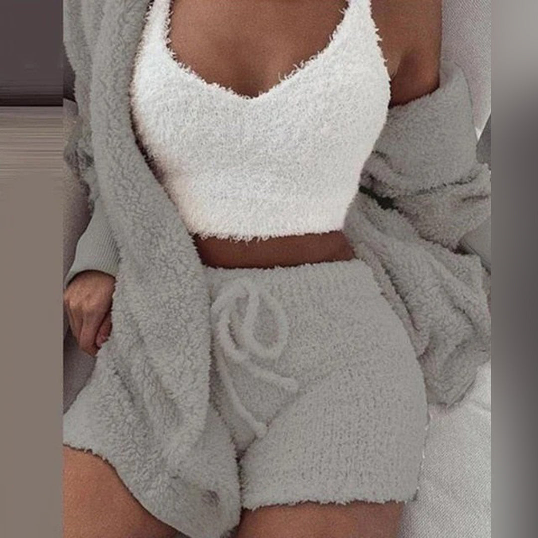 Nalaya – 3-delige Loungewear Dames Set met Hoodie, Topje en Short