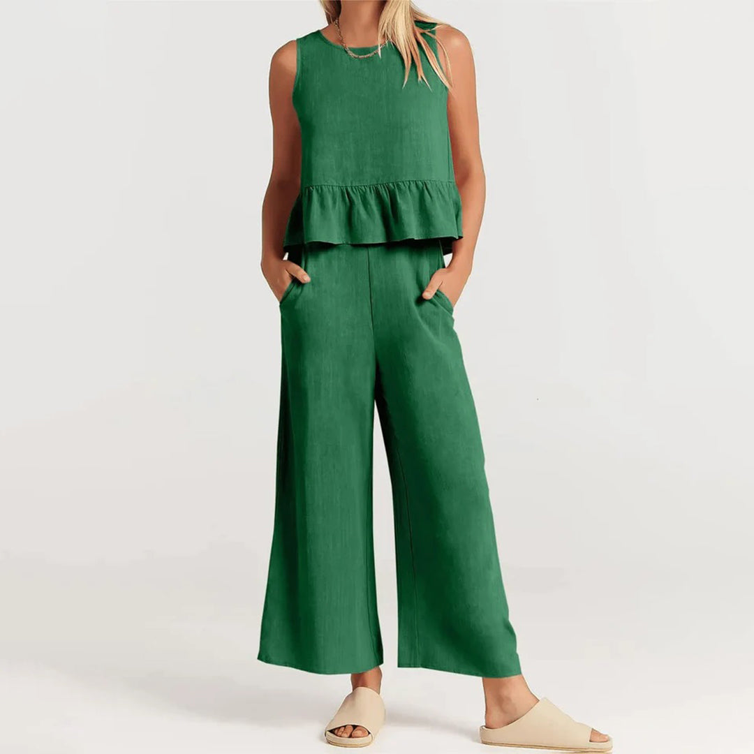 Sereluna – Tweedelige zomeroutfit met top en wijde broek voor dames