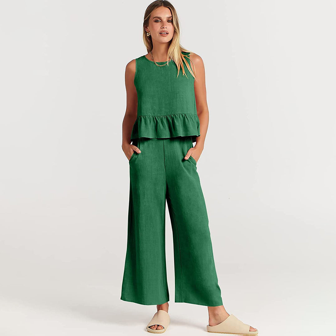 Valenora – Zomerse tweedelige set met mouwloos topje en luchtige broek