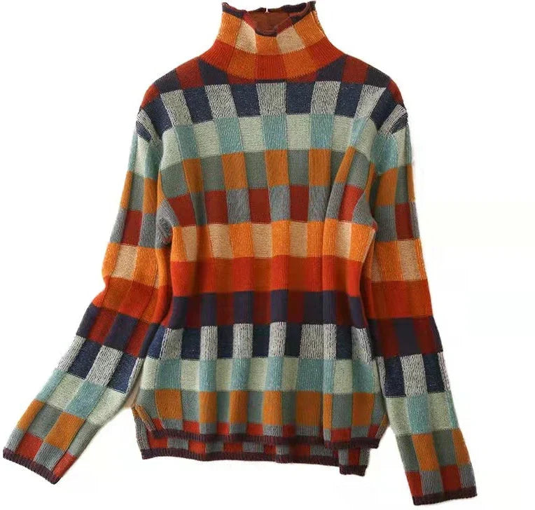 Eliora Geruite Oversized Trui – Speelse Warmte in Tijdloze Stijl