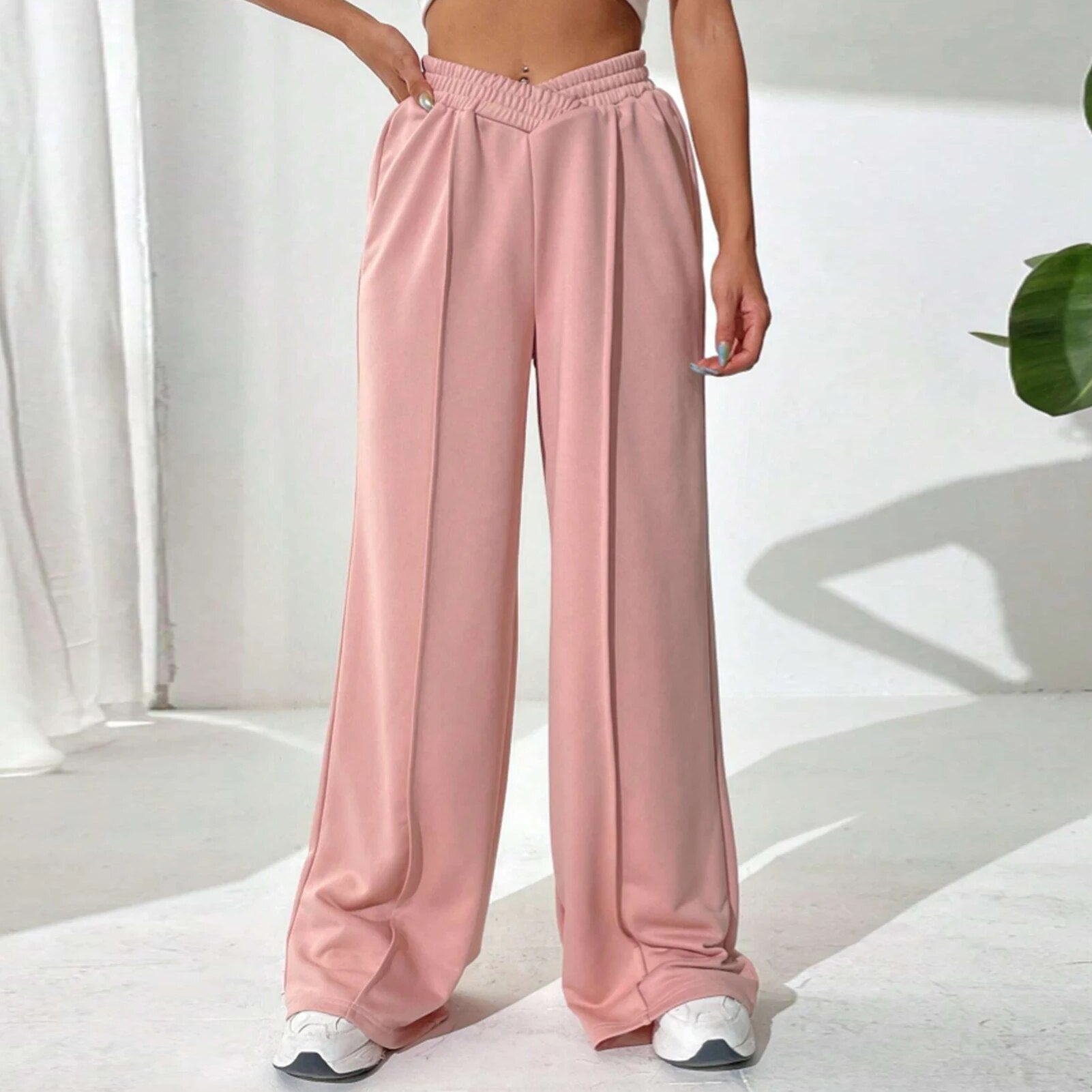Valoria – Dames Wide Leg Joggingbroek met Hoge Taille, Comfortabel & Trendy