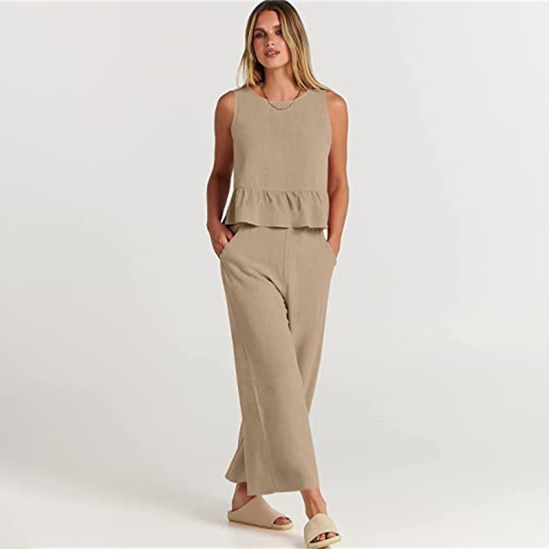 Valenora – Zomerse tweedelige set met mouwloos topje en luchtige broek