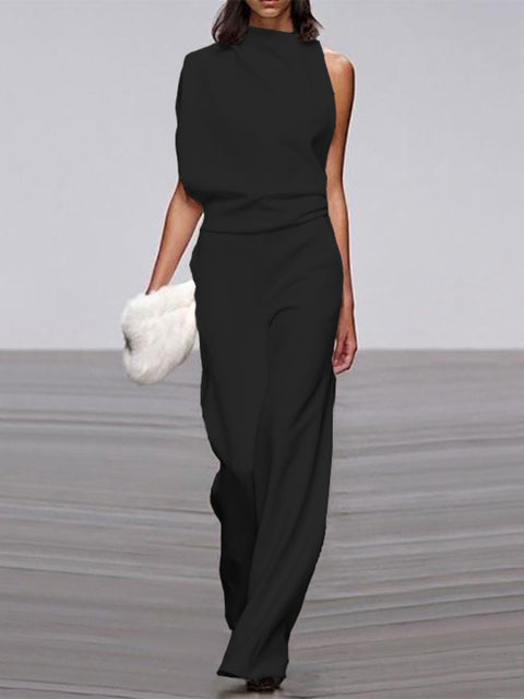 Alyra — One-Shoulder Jumpsuit met Wijde Pijpen | Elegant & Comfortabel