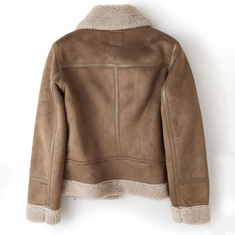 Veloura – Leren Damesjack met Warme Sherpa Voering, Tijdloos & Stoer Statement Piece