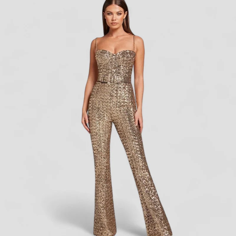 Althea - Elegante Gouden Jumpsuit voor Feestelijke Evenementen en Avonduitstapjes