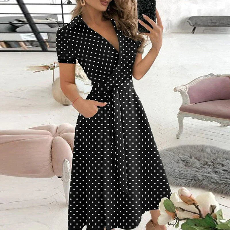 Isadora - A-lijn Stropdasjurk met Praktische Zakken voor een Elegante Look