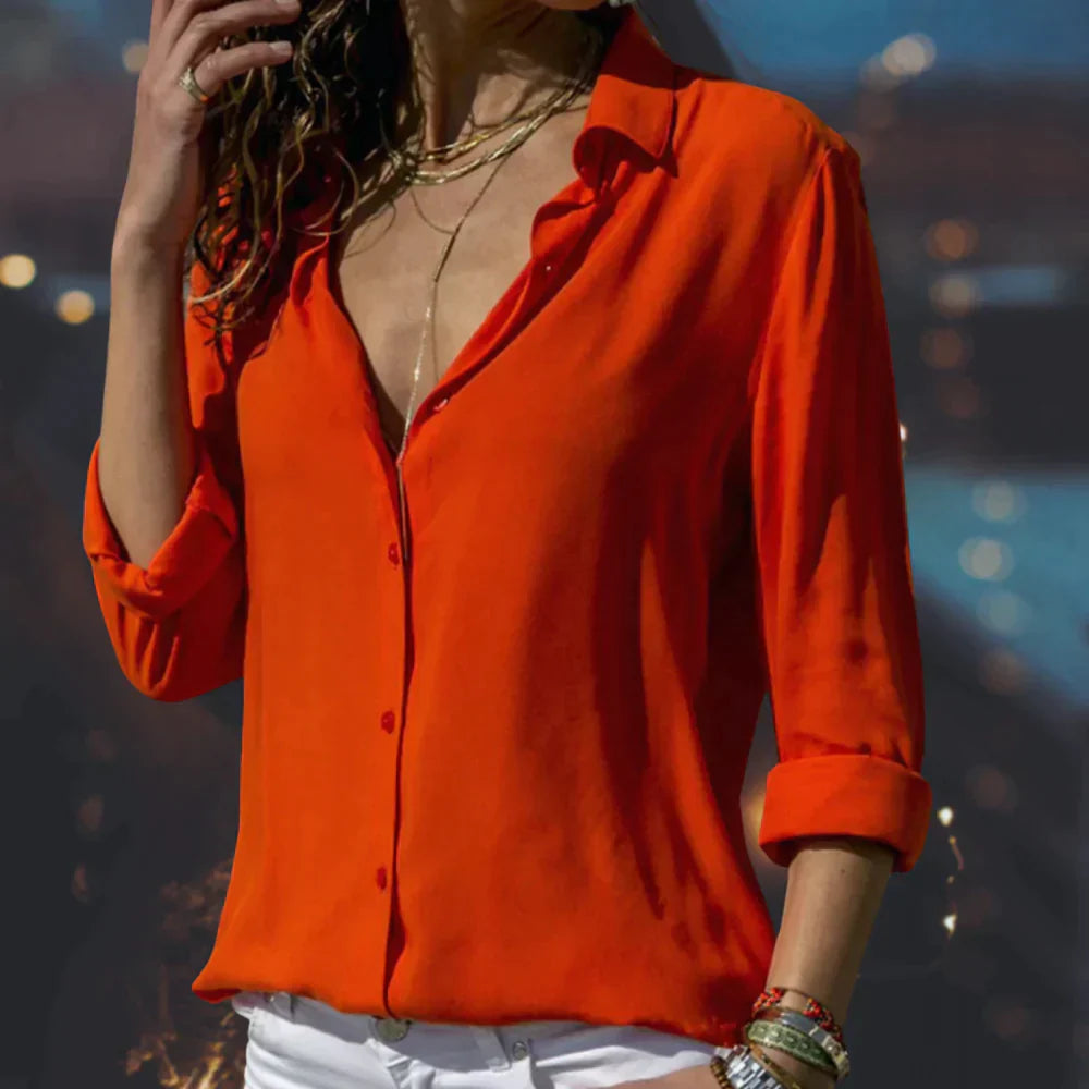 Lunara - Zwarte Satijnen Damesblouse met Elegante Mouwen en Luxe Afwerking.