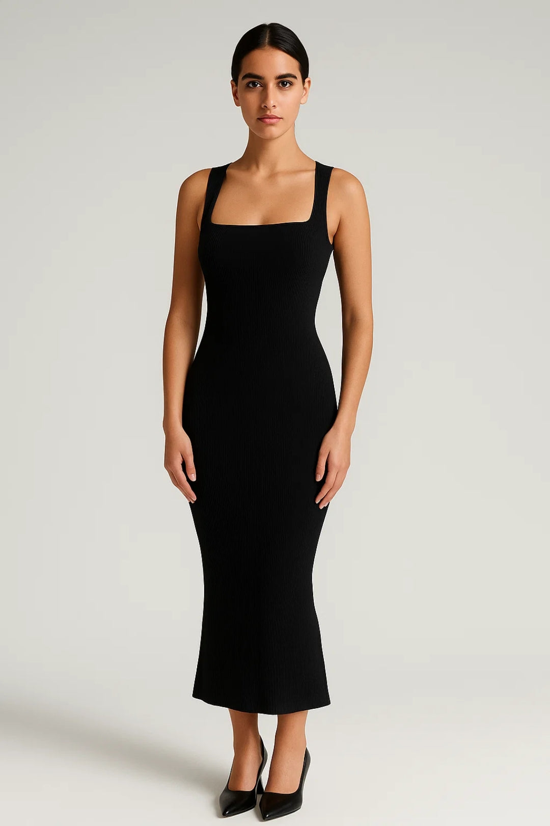 Elegante bodycon midi jurk met bandjes voor dames