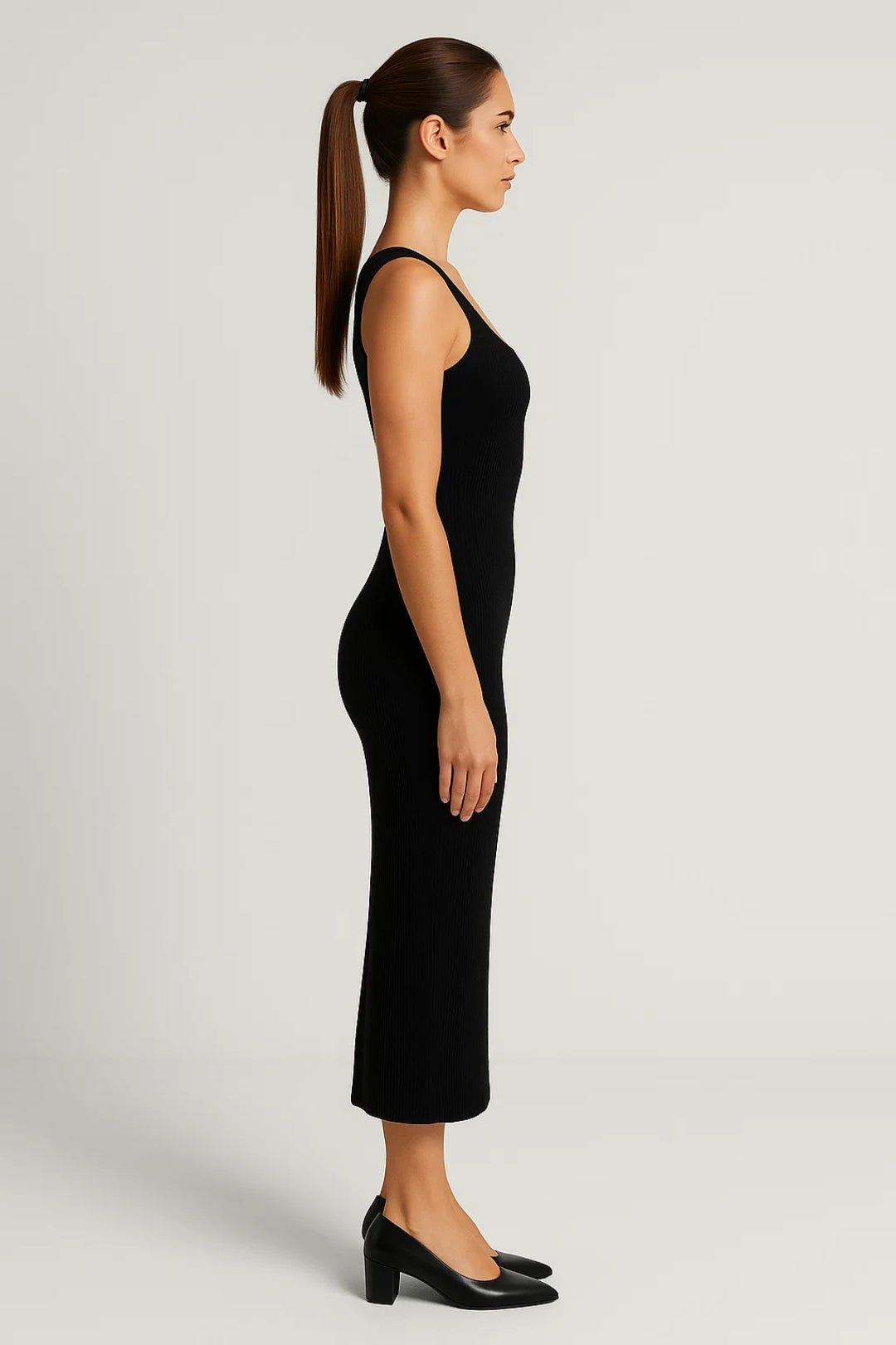 Elegante bodycon midi jurk met bandjes voor dames