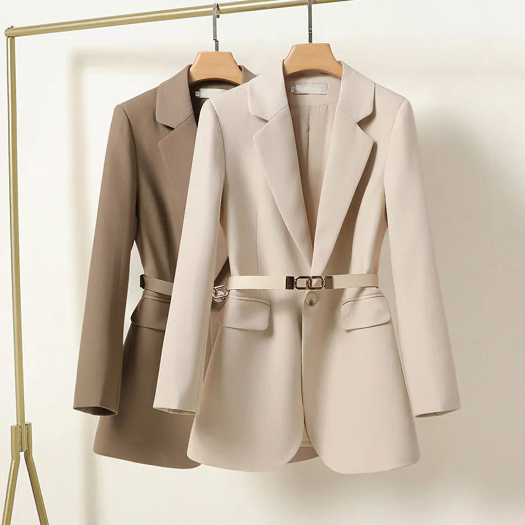 Calista - Stijlvolle Lange Blazer met Riem voor Dames in Elegante Kleur