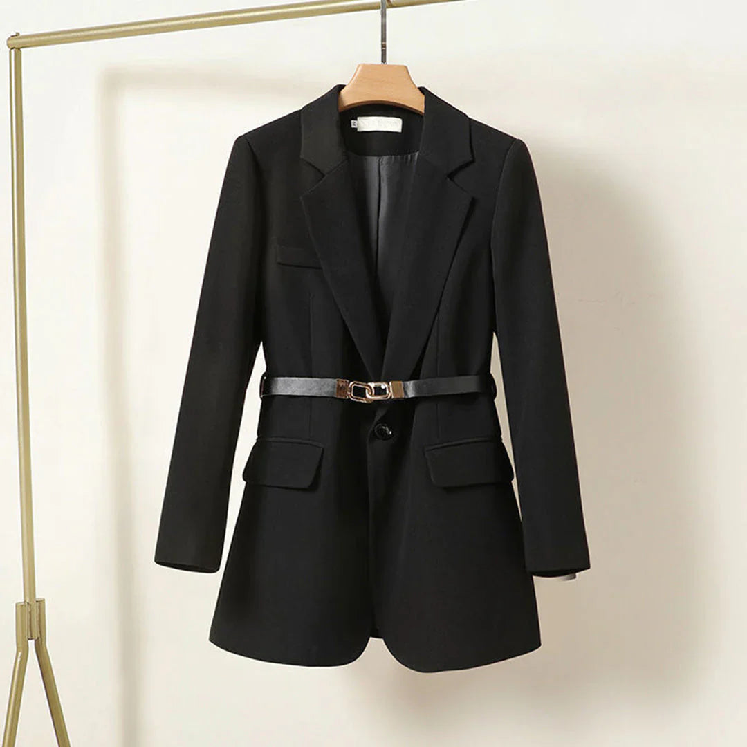 Calista - Stijlvolle Lange Blazer met Riem voor Dames in Elegante Kleur