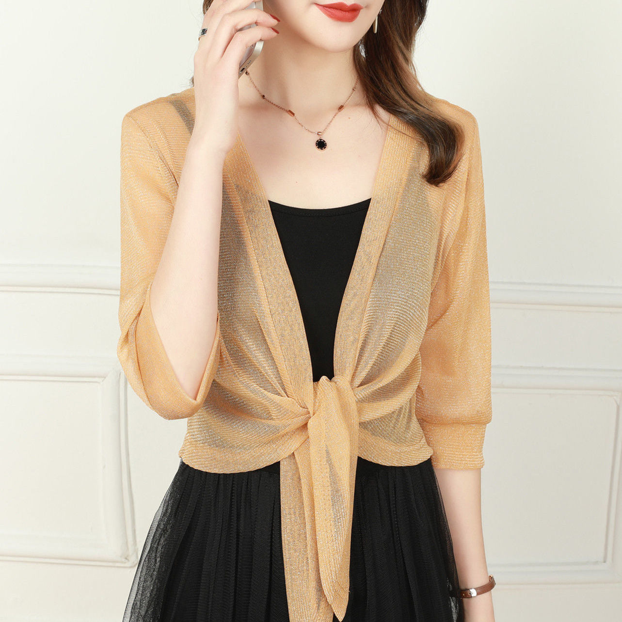 Lunaria - Lichte Blouse met Open Voorkant in Verfrissende Pasteltinten voor een Elegante Lenteoutfit