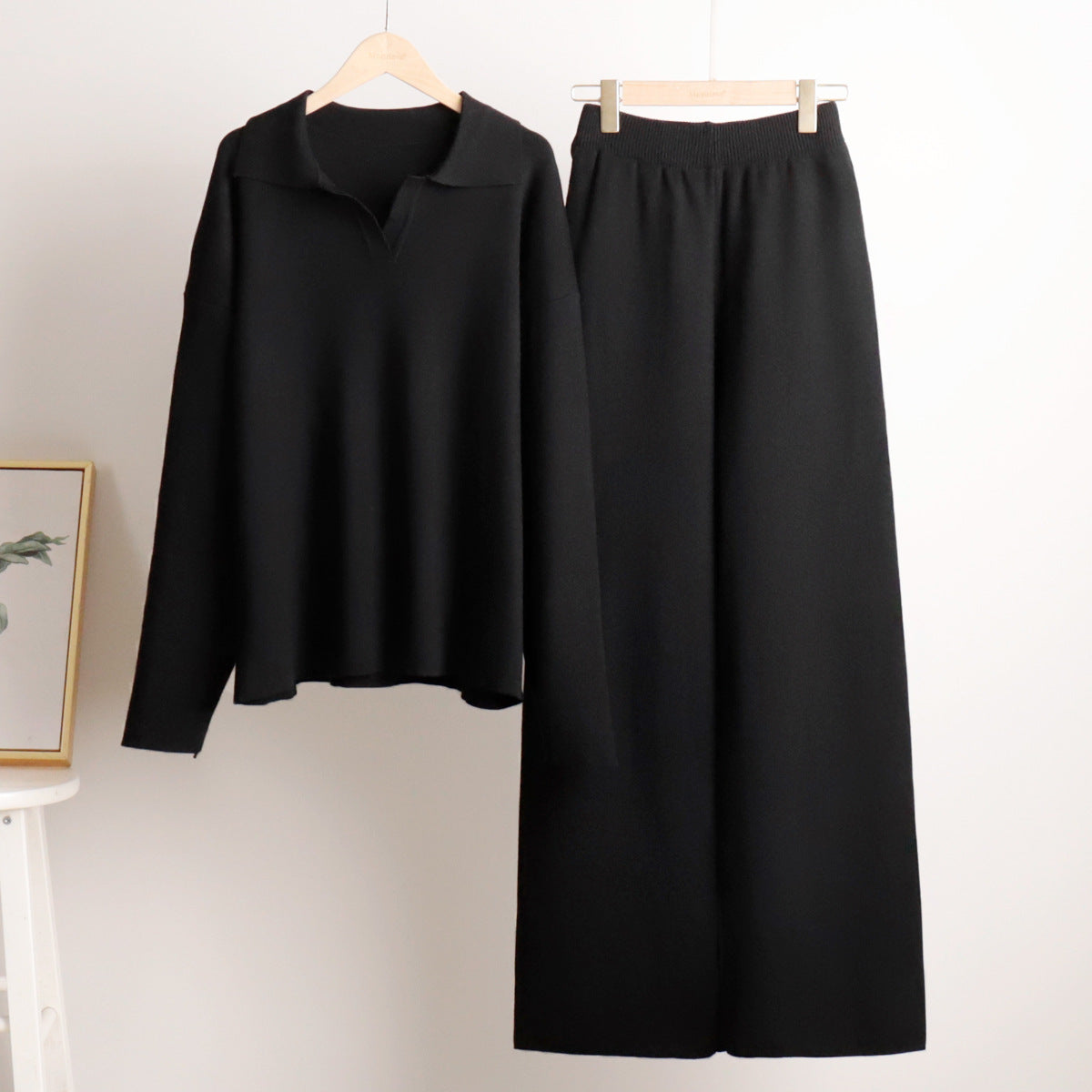 Naline – Gebreide Loungewear Set met Oversized Trui en Wijde Broek