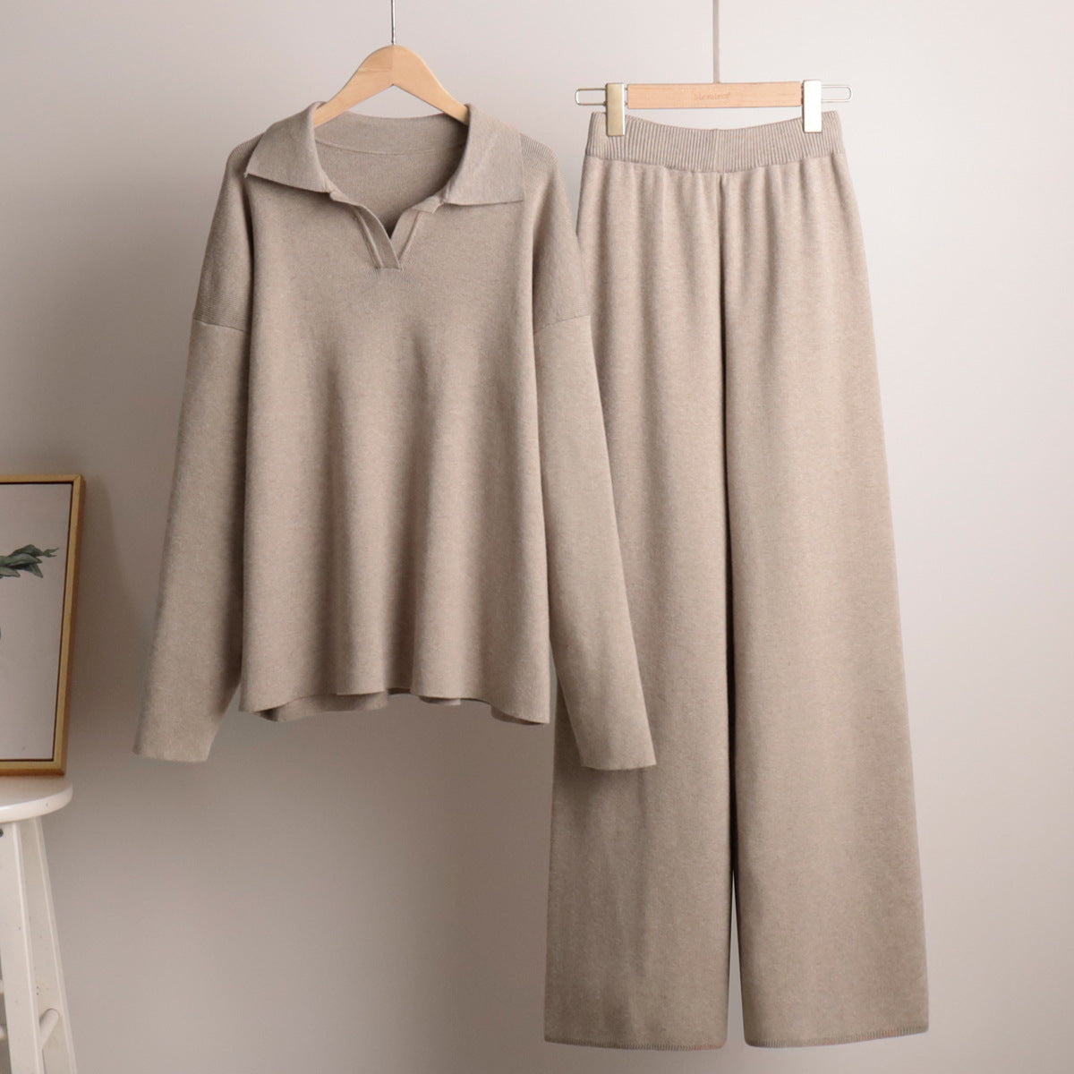 Naline – Gebreide Loungewear Set met Oversized Trui en Wijde Broek