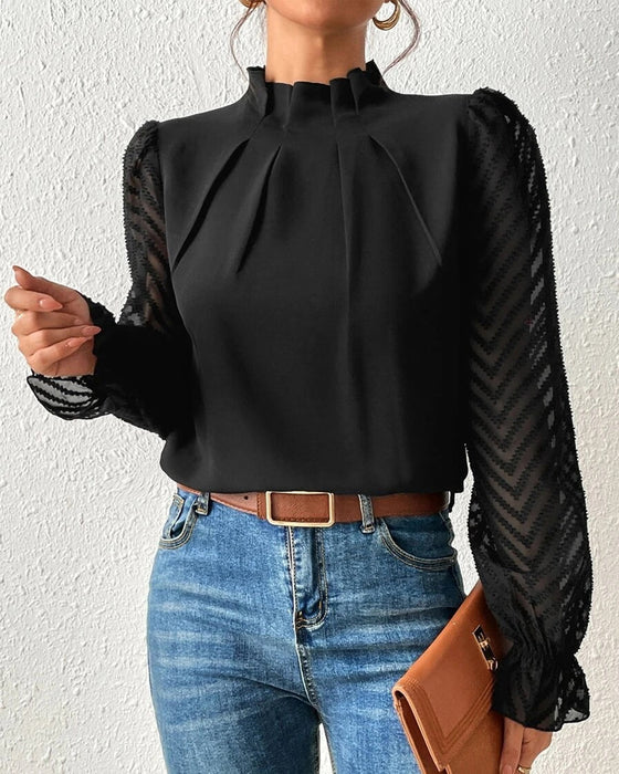 Elara Elegante Blouse – Tijdloze Klasse met Transparante Ballonmouwen