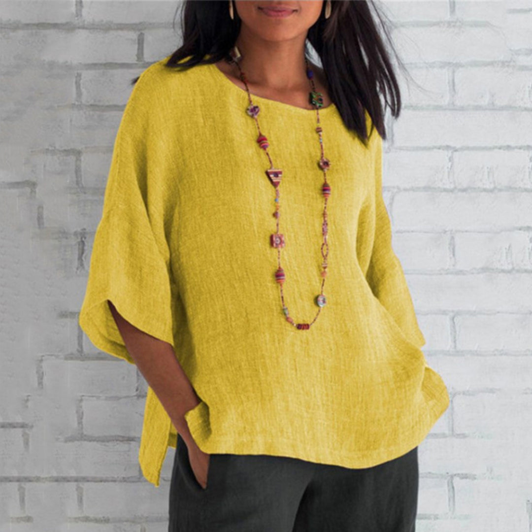 Auralyn – Luchtige dames top met linnenlook en moeiteloze elegantie