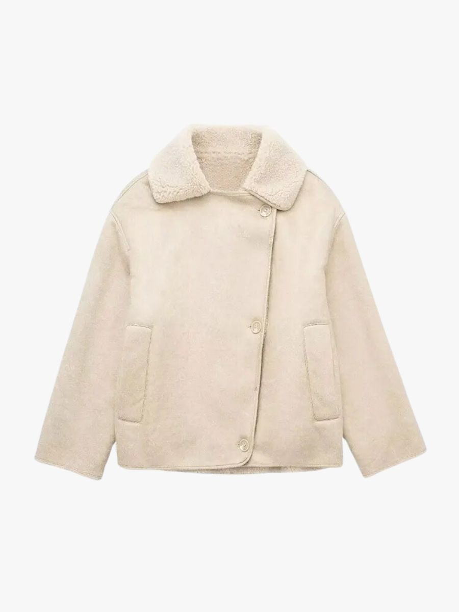 Maren Kunstleer-Fleece Jack – Tijdloze Warmte met een Stoere Touch