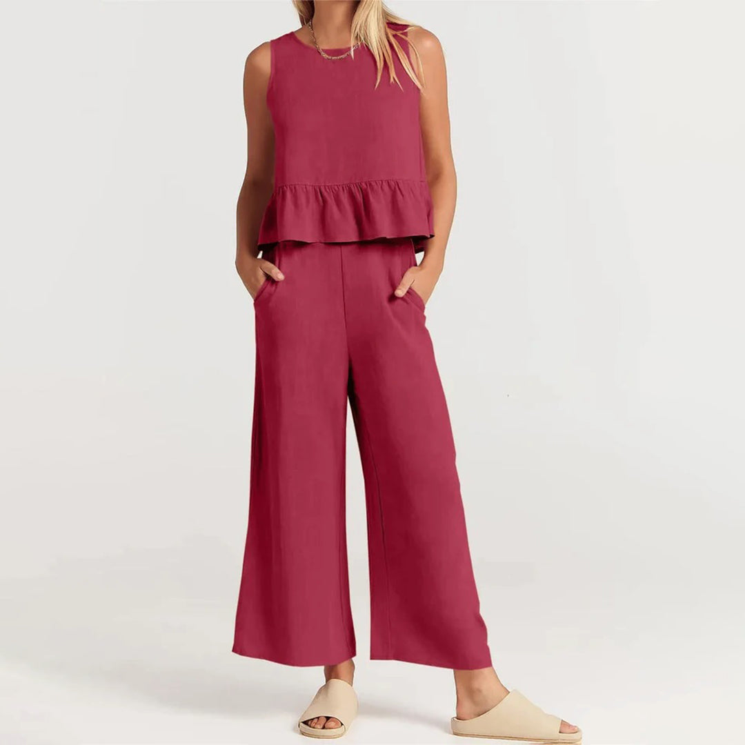 Sereluna – Tweedelige zomeroutfit met top en wijde broek voor dames