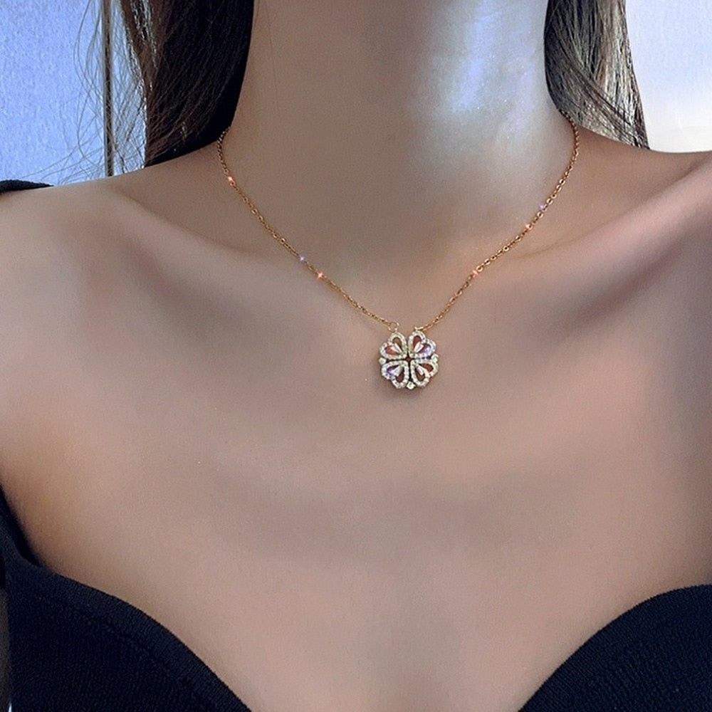 Elodie – Betekenisvolle Hart & Klaver Ketting voor Vrouwen