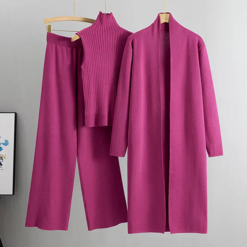 Solenne – 3-Delige Gebreide Co-ord Set met Luxe Comfort en Tijdloze Elegant﻿ie