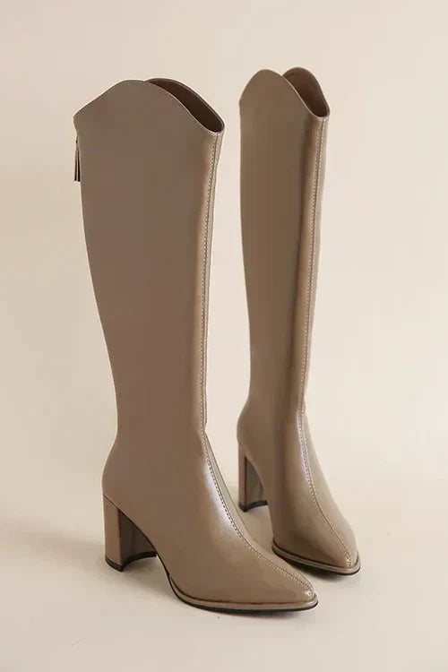 Marcelline — Luxe Kniehoge Leren Dameslaarzen | Comfortabele Winterlaarzen met Grip