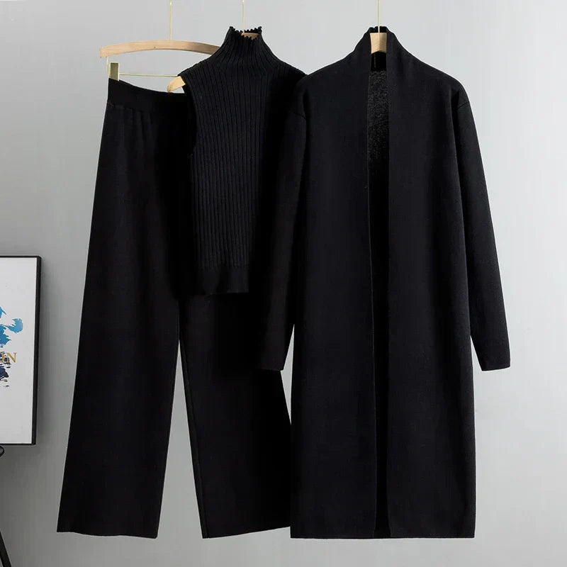 Solenne – 3-Delige Gebreide Co-ord Set met Luxe Comfort en Tijdloze Elegant﻿ie