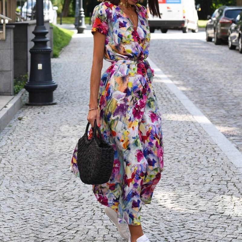 Lyra - Fleurige Midi Jurk met Bloemenprint voor de Lente en Zomer