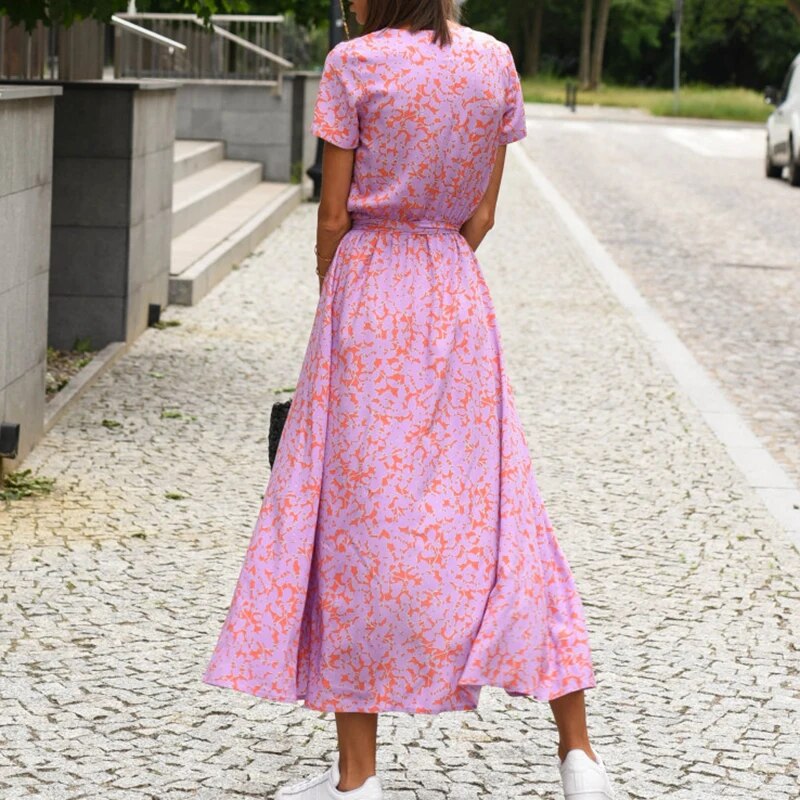Lyra - Fleurige Midi Jurk met Bloemenprint voor de Lente en Zomer