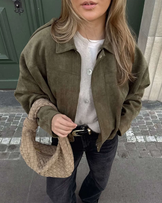 Renelle – Oversized dames suède jas met moderne city-chic uitstraling