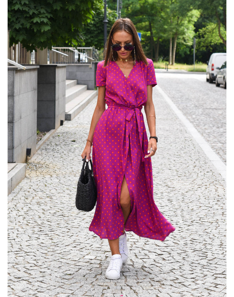 Floravienne – Zomerse bloemenjurk met diepe V-hals en hoge split
