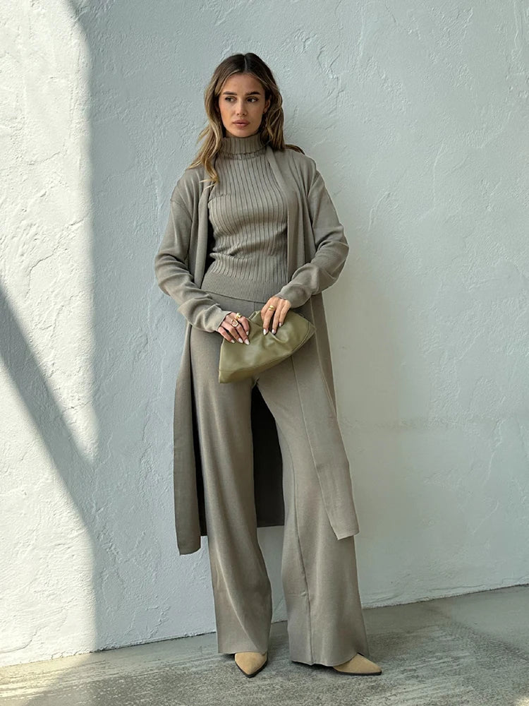 Solenne – 3-Delige Gebreide Co-ord Set met Luxe Comfort en Tijdloze Elegant﻿ie