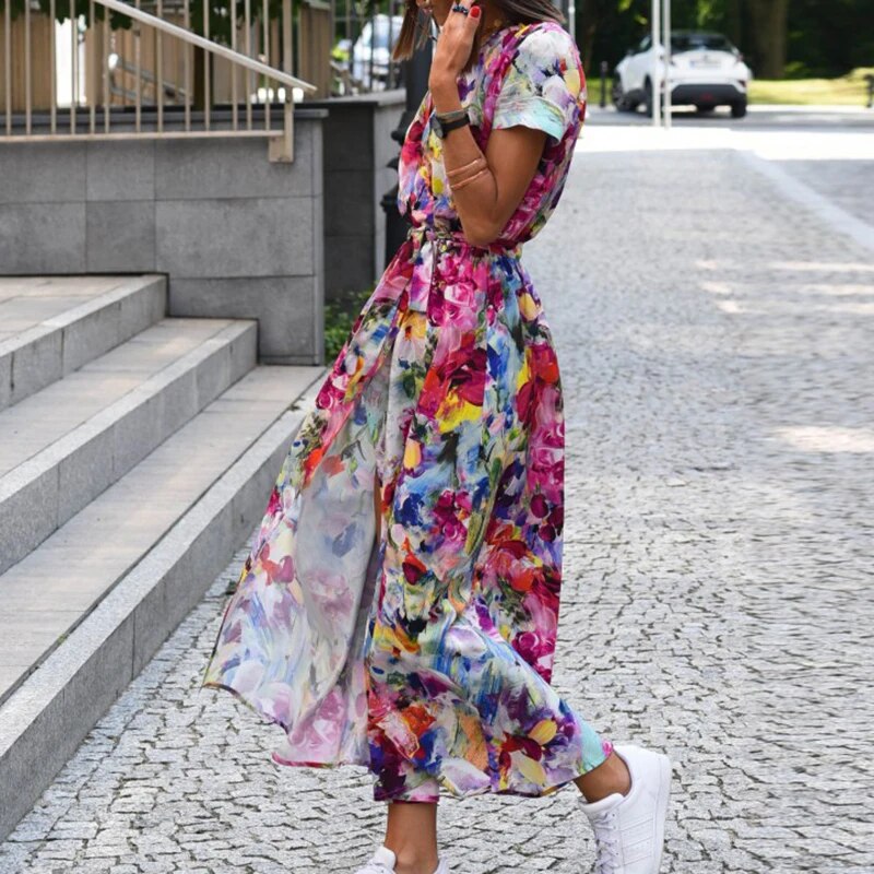 Lyra - Fleurige Midi Jurk met Bloemenprint voor de Lente en Zomer