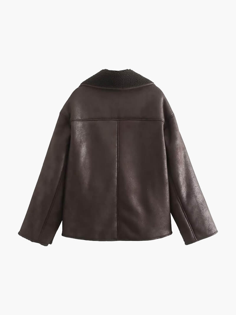 Maren Kunstleer-Fleece Jack – Tijdloze Warmte met een Stoere Touch