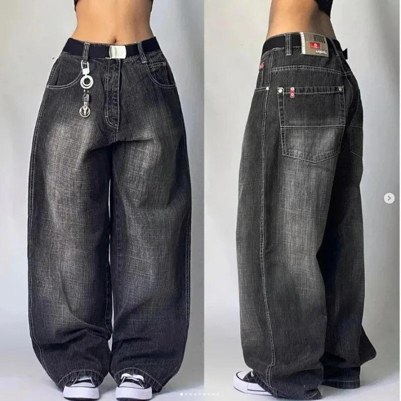 Seliora – Baggy Denim Cargo Jeans met Stoere Streetwear Look