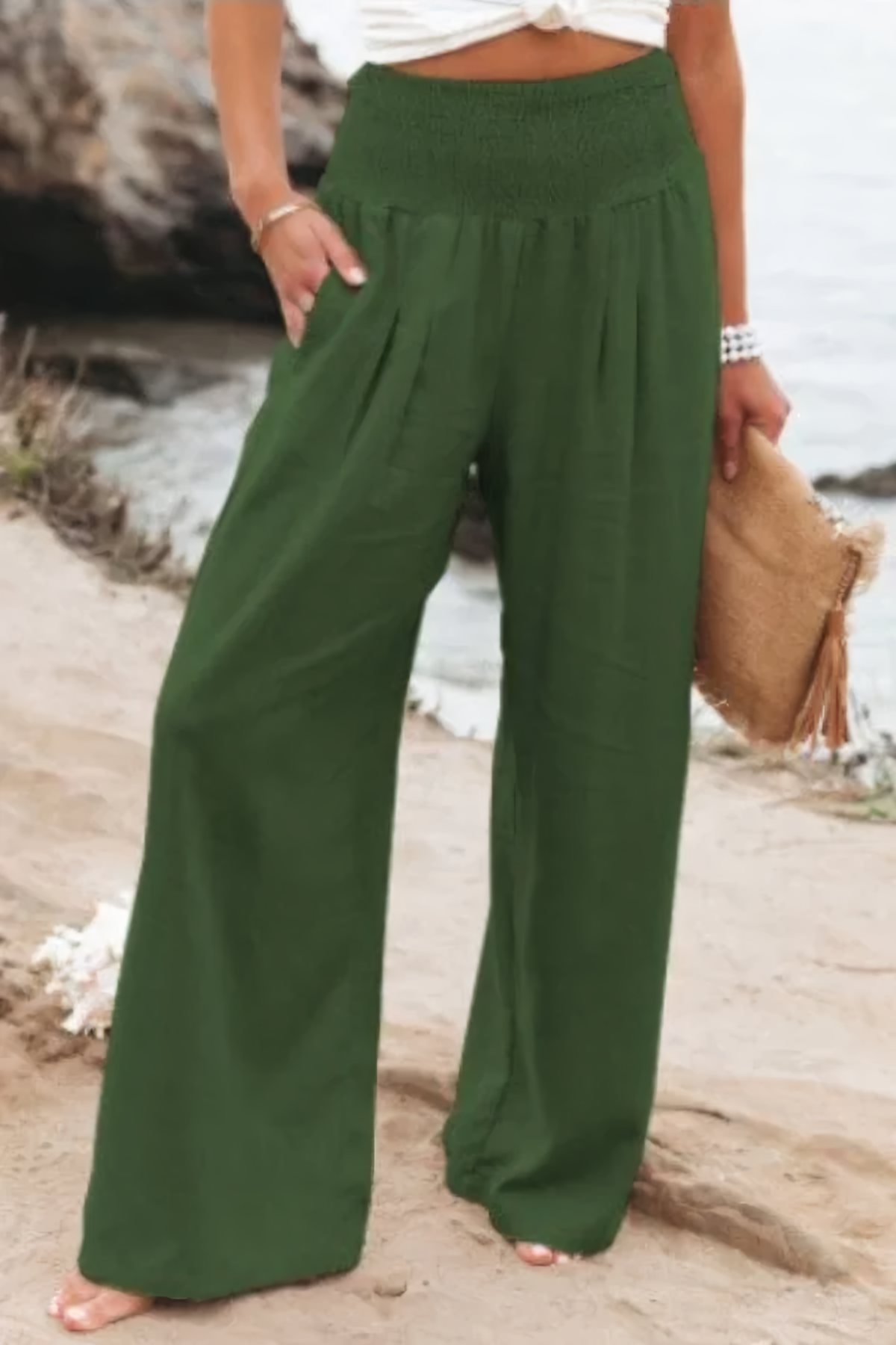 Lunaria - Comfortabele Hoge Taille Linnen Broek voor de Zomer met Ademend Design