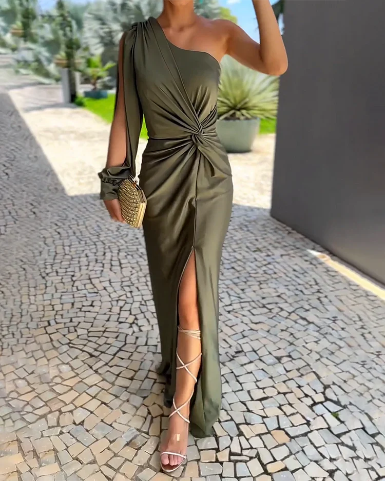 One-Shoulder Jurk Dames met Zijsplit – Elegant & Feestelijk