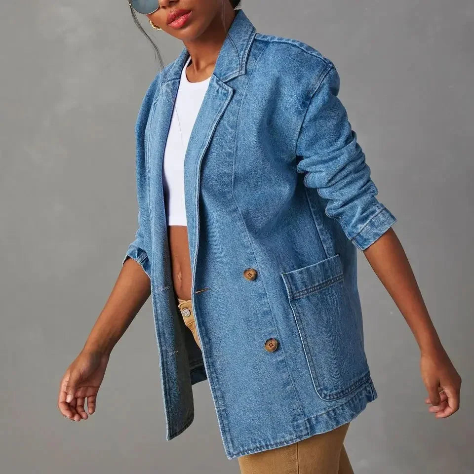 Marisca - Trendy Denim Blazer met Praktische Zakken voor Dames | Perfect voor Elk Seizoen