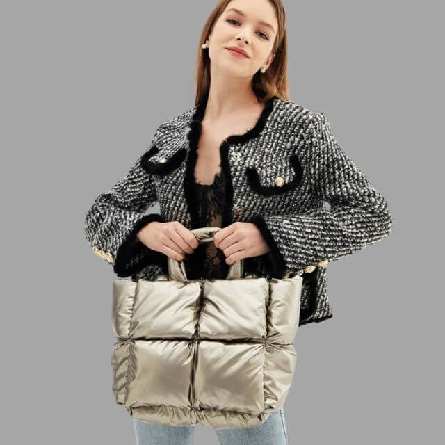 Aurelia Metallic Puffer Draagtas met Ruches – Stijlvol & Ruim