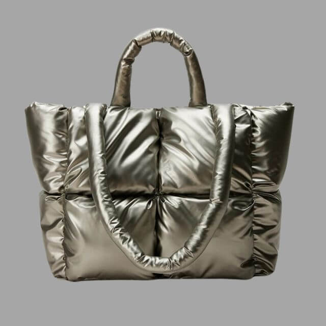 Aurelia Metallic Puffer Draagtas met Ruches – Stijlvol & Ruim