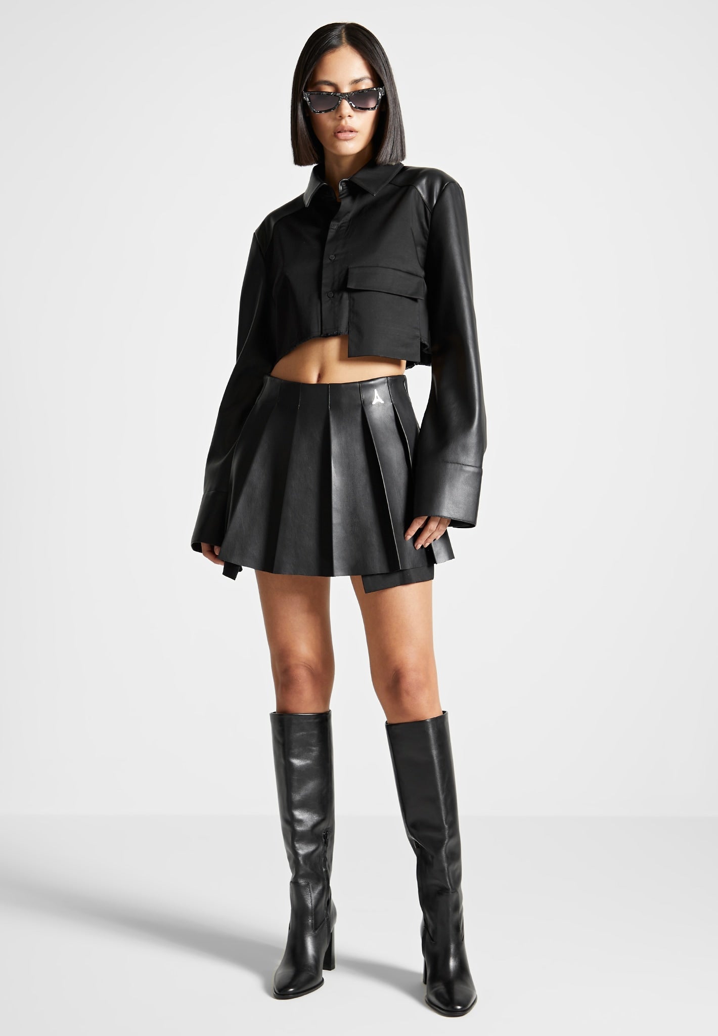 Zerayne – Skort met Leren Look en Chique Plooien | Stijlvol & Veelzijdig
