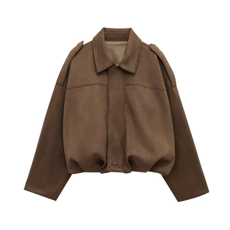 Ysolde – Suede Look Jas met Tijdloze Elegantie