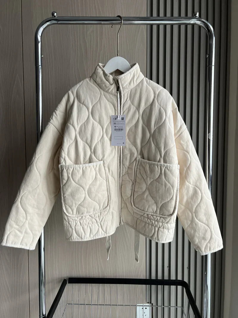 Clarisse – Vintage dames winterjas van katoen en Lenzing rayon met hoge kraag