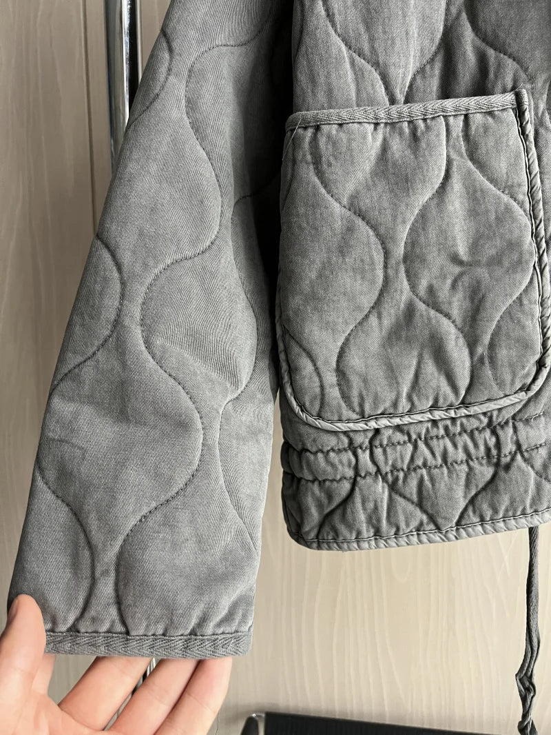Clarisse – Vintage dames winterjas van katoen en Lenzing rayon met hoge kraag