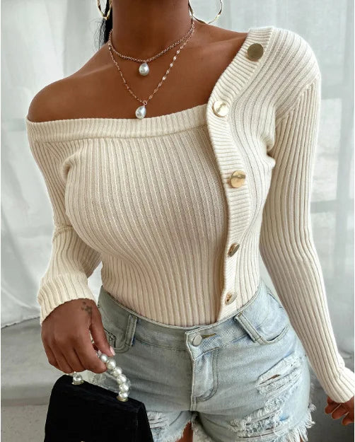 Esmée – Strapless Gebreide Trui met Moderne Elegant﻿ie en Comfortabele Pasvorm