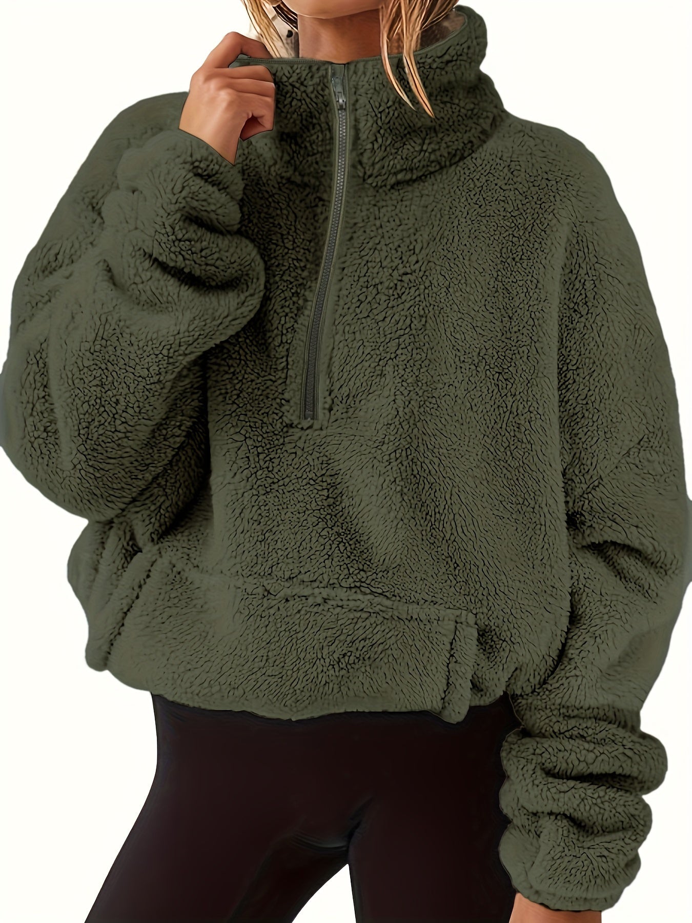 Liora Shearling Half-Zip Sweater – Warme Luxe met Moderne Accenten