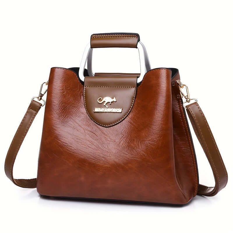 Elowen Twee-Kleurige Leren Handtas voor Dames – Elegant, Tijdloos en Functioneel